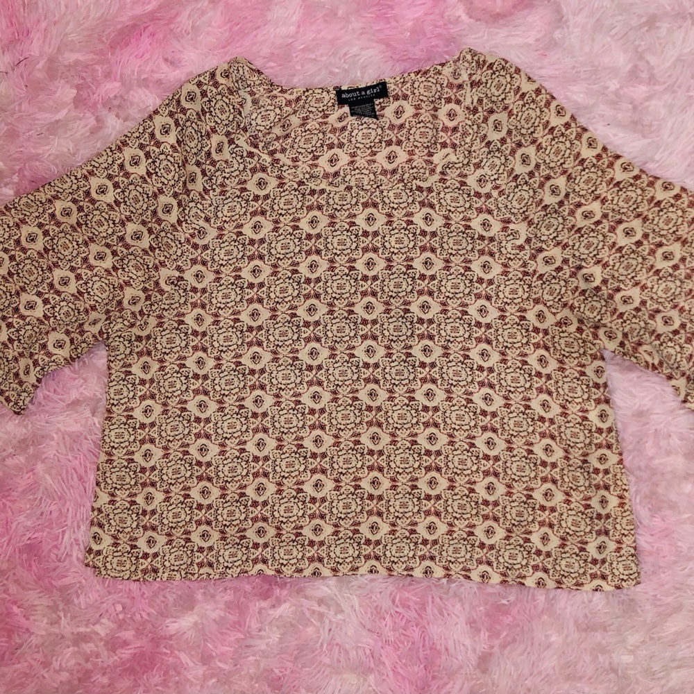 Red/Off-white Patterned Crop Top